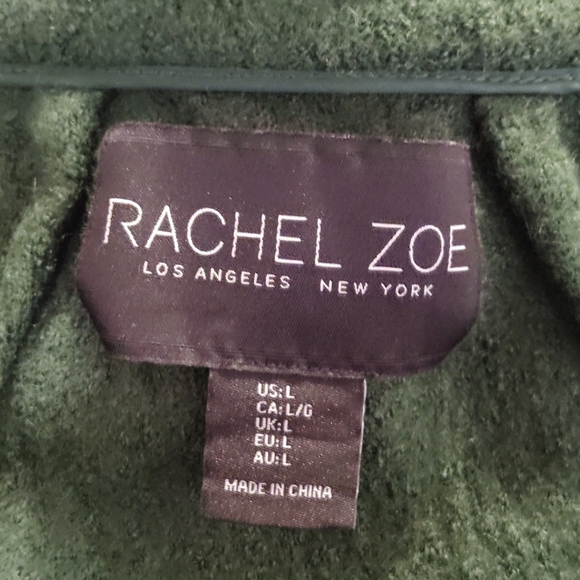 Rachel Zoe Wool Blend Green Open Front Cardigan Sweater Coat Sz-L - Picture 5 of 5